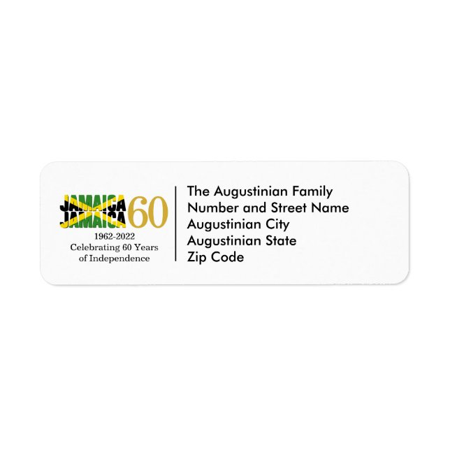 Patriotic JAMAICA 60th Year Independence Address Label (Front)