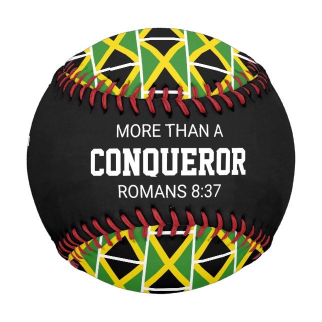 Patriotic JAMAICA Custom Scripture FLAG Baseball (Front)