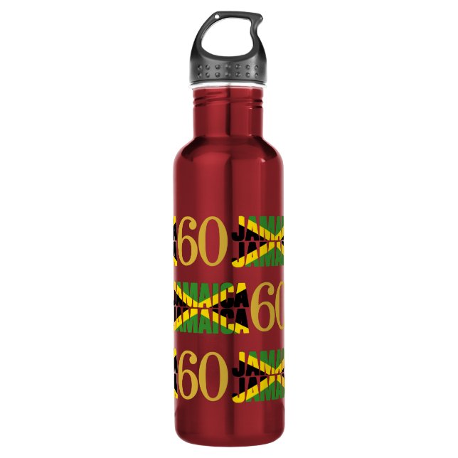 Patriotic JAMAICA Flag 60th Anniversary Stainless Steel Water Bottle (Front)