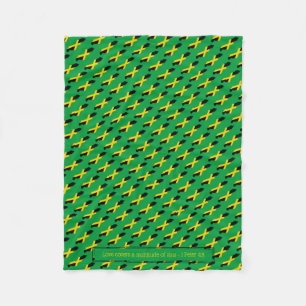 Patriotic JAMAICA FLAG Customizable GREEN Fleece Blanket