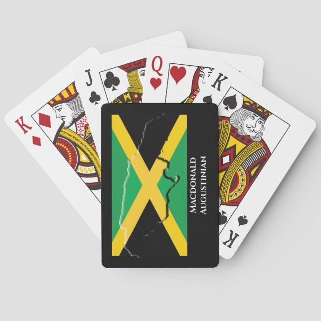 Patriotic JAMAICA FLAG MAP Personalized Poker Cards (Back)