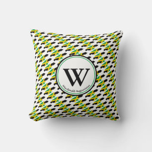 Patriotic JAMAICA FLAG Monogram Throw Pillow