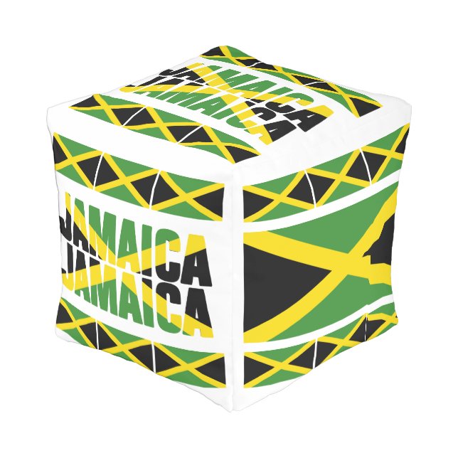 Patriotic JAMAICA JAMAICA Outdoor Pouf (Angled Front)