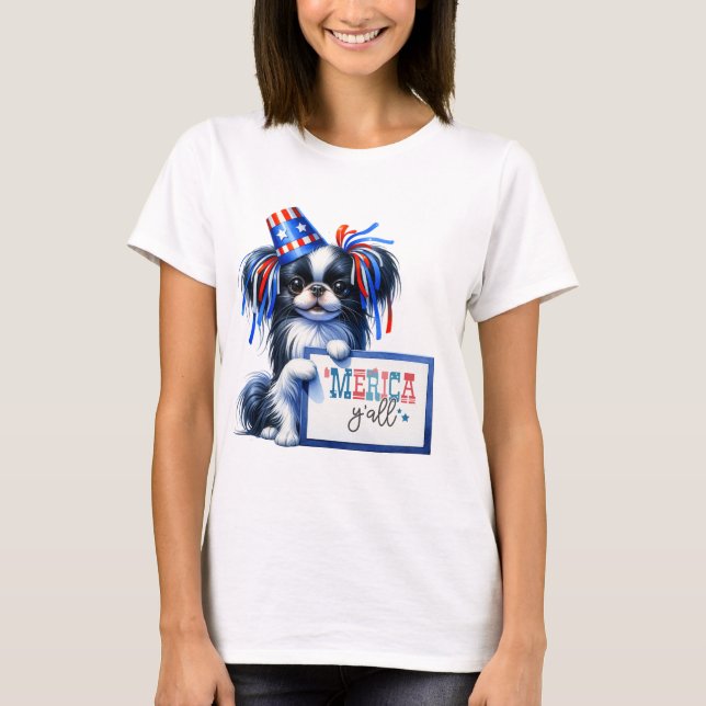 Patriotic Japanese Chin 'Merica Y'all T-Shirt (Front)