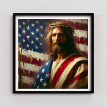 Patriotic Jesus American Christian Bible Art Poste