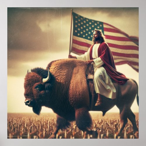 Patriotic Jesus American Christian Bible Art Poster