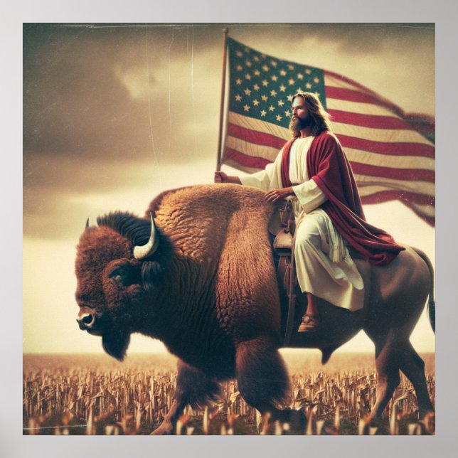 Patriotic Jesus American Christian Bible Art Poster (Front)