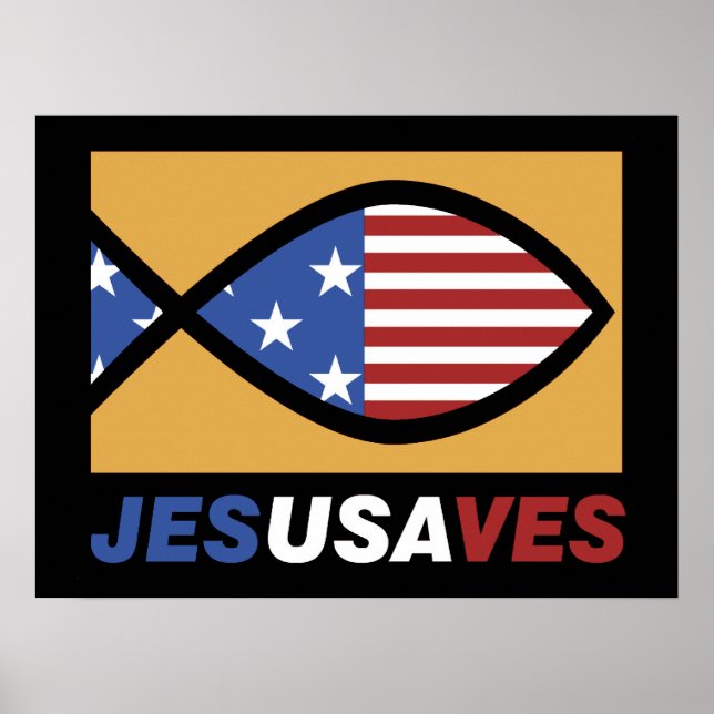Patriotic Jesus Saves poster (Front)