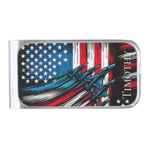 Patriotic Jet Formation Money Clip