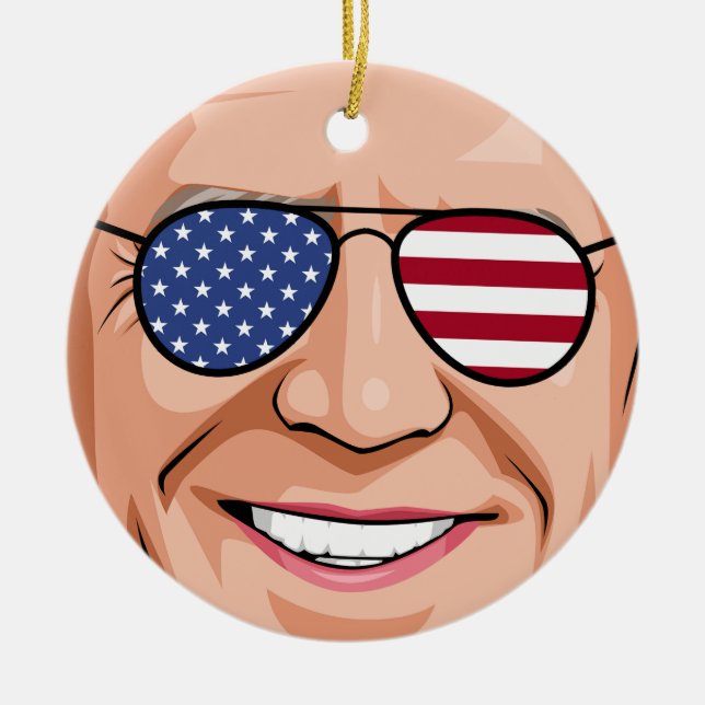 Patriotic Joe Holiday Ceramic Ornament (Front)