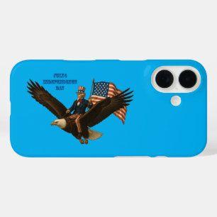 Patriotic July 4 Uncle Sam Riding a Bald Eagle URM iPhone 16 Case