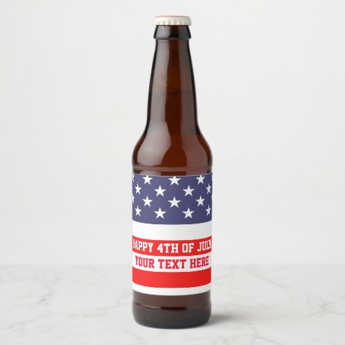 Patriotic July 4th American flag beer bottle label
