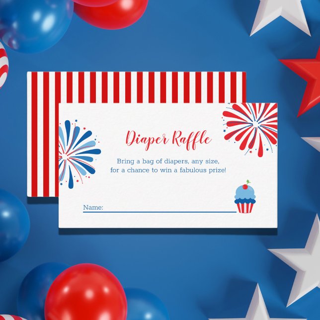 Patriotic July 4th Baby Shower Diaper Raffle Enclosure Card (Creator Uploaded)