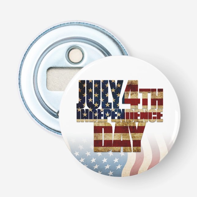 Patriotic July 4th Flag Design Bottle Opener (Front)