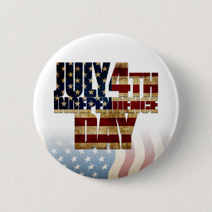 Patriotic July 4th Flag Design Button