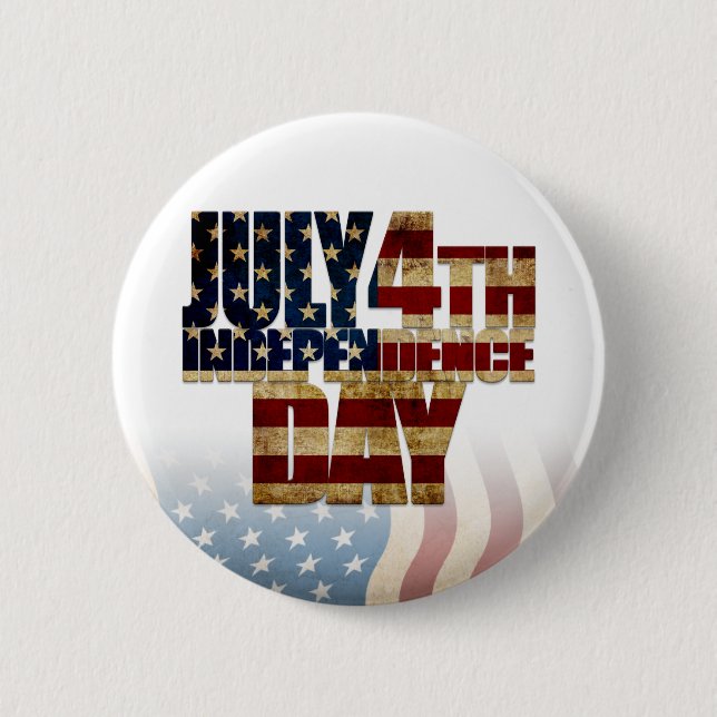 Patriotic July 4th Flag Design Button (Front)