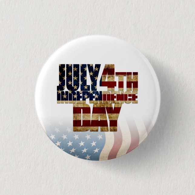Patriotic July 4th Flag Design Button (Front)