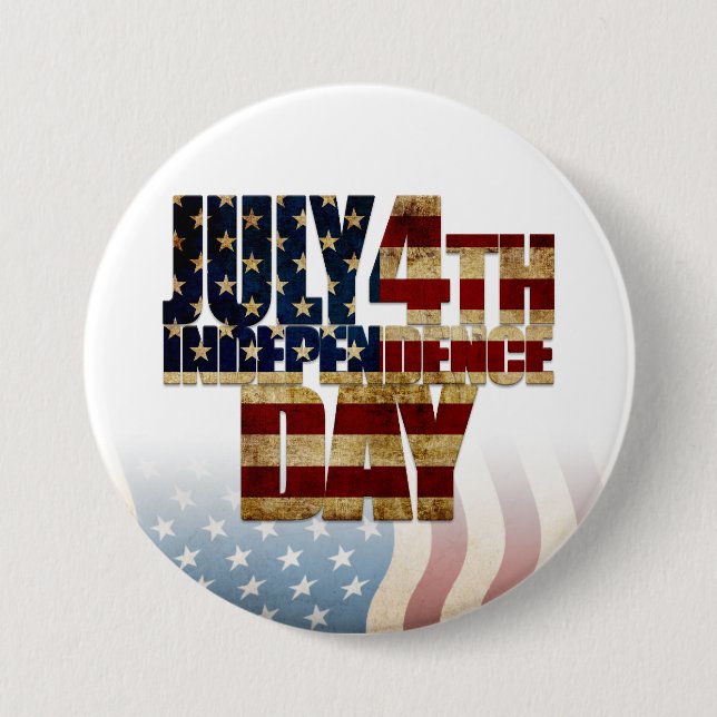 Patriotic July 4th Flag Design Button (Front)