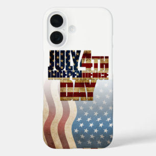 Patriotic July 4th Flag Design iPhone 16 Case
