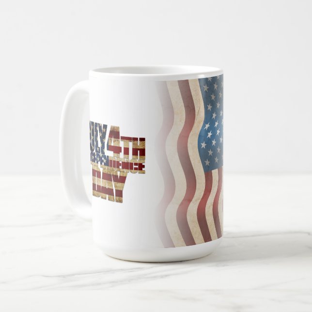 Patriotic July 4th Flag Design Coffee Mug (Front Left)