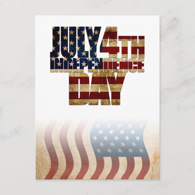 Patriotic July 4th Flag Design Holiday Postcard (Front)