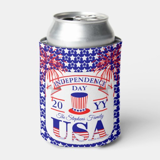 Patriotic July 4th Independence Day Celebration Can Cooler | Zazzle