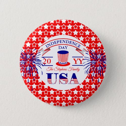 Patriotic July 4th Independence Day Celebration Pa Button