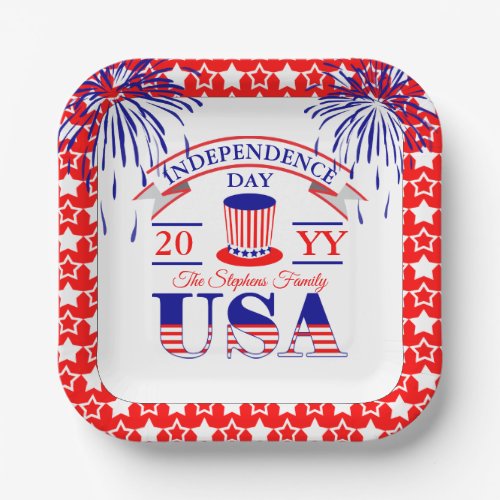 Patriotic July 4th Independence Day Celebration Paper Plates