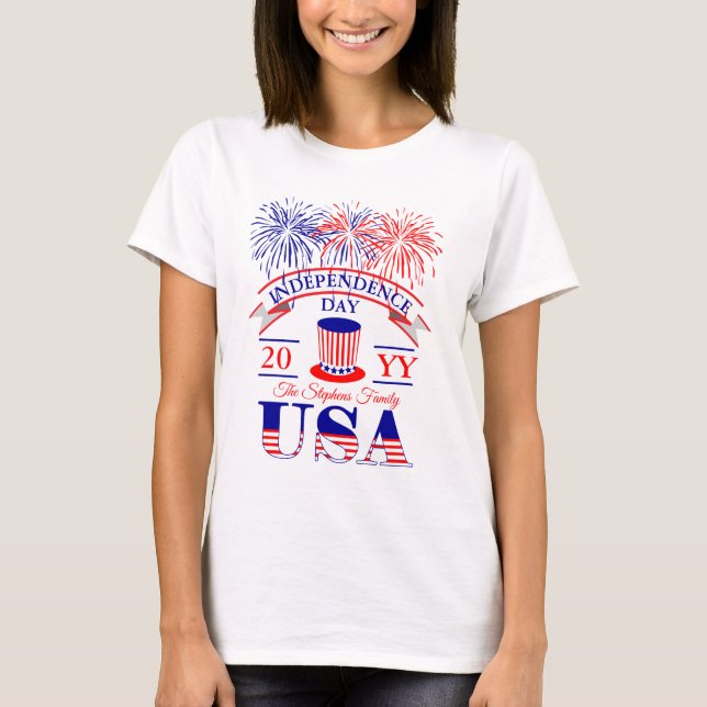 Patriotic July 4th Independence Day Celebration  T-Shirt (Front)