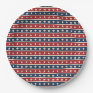 Patriotic July 4th Memorial Day Red Blue Stars Paper Plates