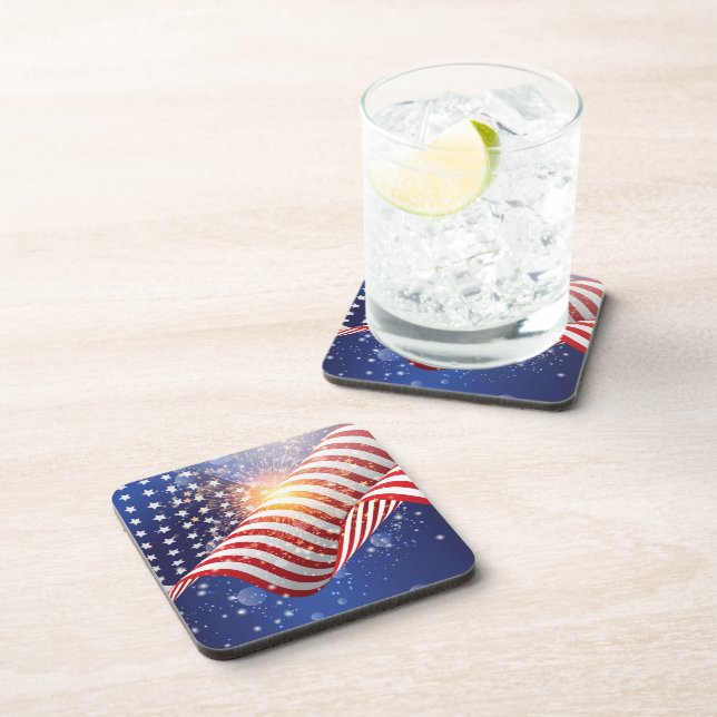 Patriotic July 4th Plastic Coaster Set (Right Side)