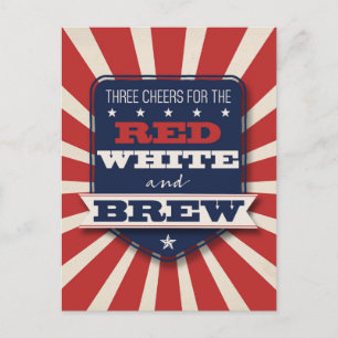 Patriotic July 4th Red White & Brew Custom Postcard