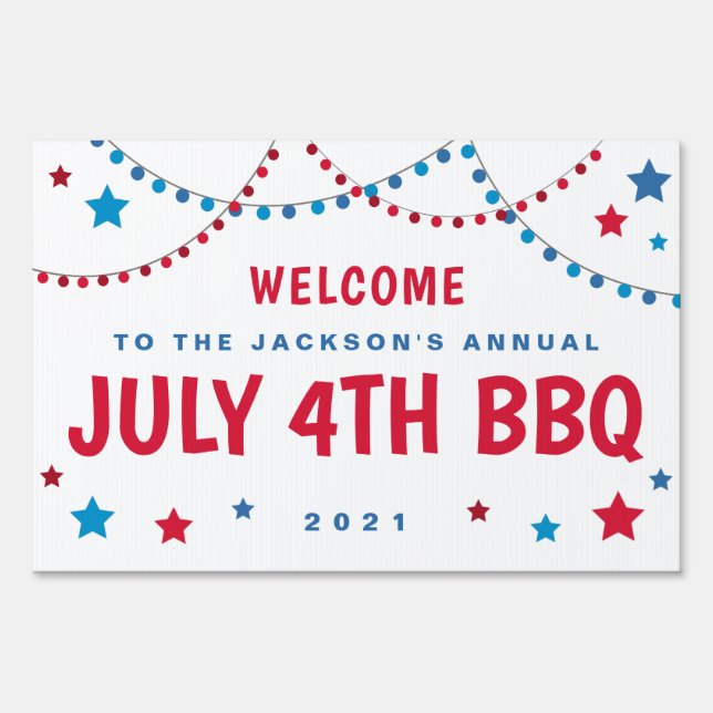 Patriotic July 4th Stars  Sign (Front)