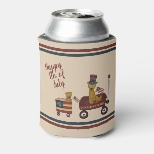 Patriotic July 4th Teddy Bears on Parade     Can Cooler