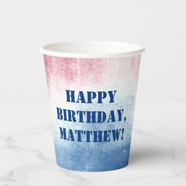 Patriotic July 4th Tie Dye Personalized Party Paper Cups (Front)