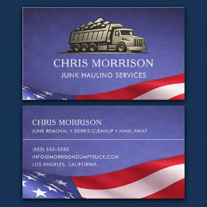 Patriotic Junk Hauling Service Truck  Business Card