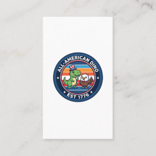 Patriotic Kawaii Dinosaur All-american DINO EST 17 Business Card