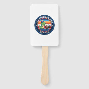 Patriotic Kawaii Dinosaur All-american DINO EST 17 Hand Fan