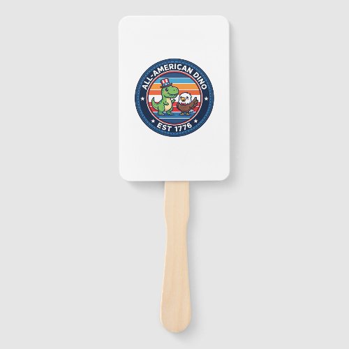 Patriotic Kawaii Dinosaur All-american DINO EST 17 Hand Fan