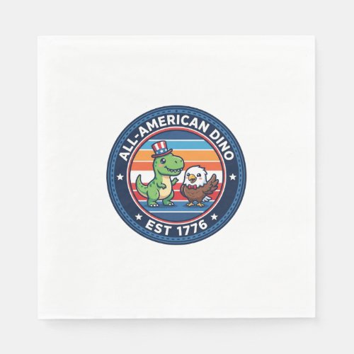 Patriotic Kawaii Dinosaur All-american DINO EST 17 Napkins