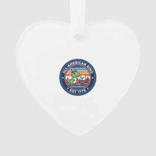 Patriotic Kawaii Dinosaur All-american DINO EST 17 Ornament