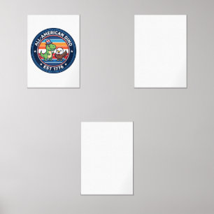 Patriotic Kawaii Dinosaur All-american DINO EST 17 Wall Art Sets