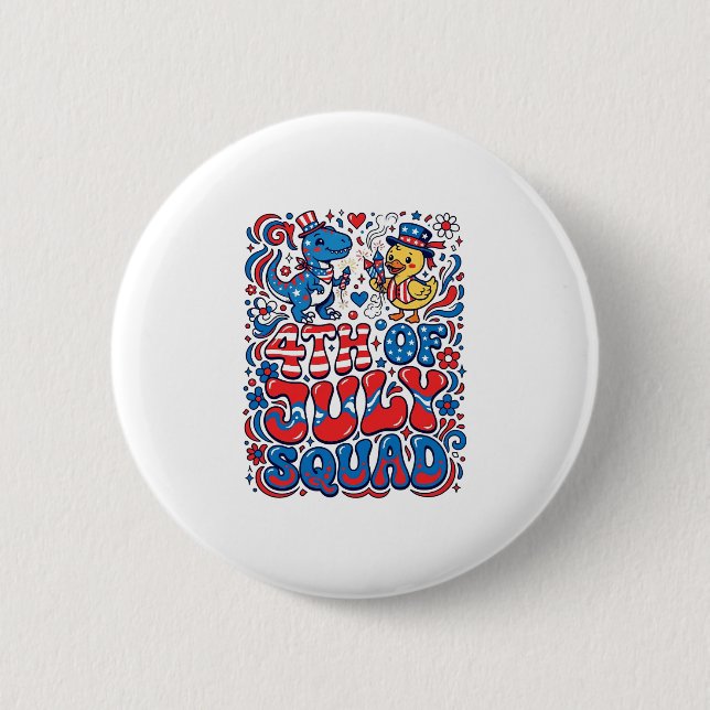 Patriotic Kawaii Dinosaur Best Step-dad Ever Step- Button (Front)
