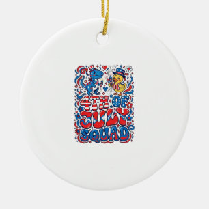 Patriotic Kawaii Dinosaur Best Step-dad Ever Step- Ceramic Ornament