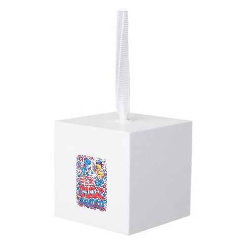 Patriotic Kawaii Dinosaur Best Step-dad Ever Step- Cube Ornament