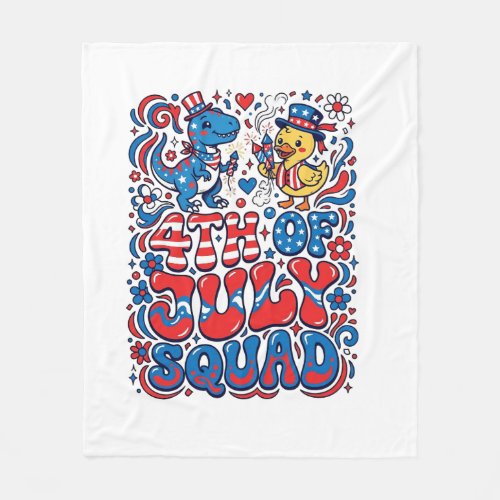 Patriotic Kawaii Dinosaur Best Step-dad Ever Step- Fleece Blanket