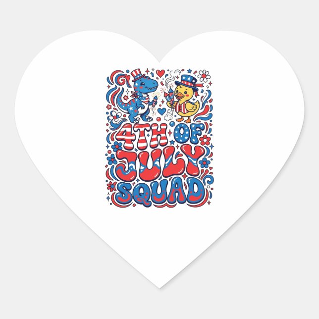 Patriotic Kawaii Dinosaur Best Step-dad Ever Step- Heart Sticker (Front)