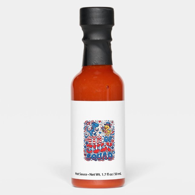 Patriotic Kawaii Dinosaur Best Step-dad Ever Step- Hot Sauces (Front)