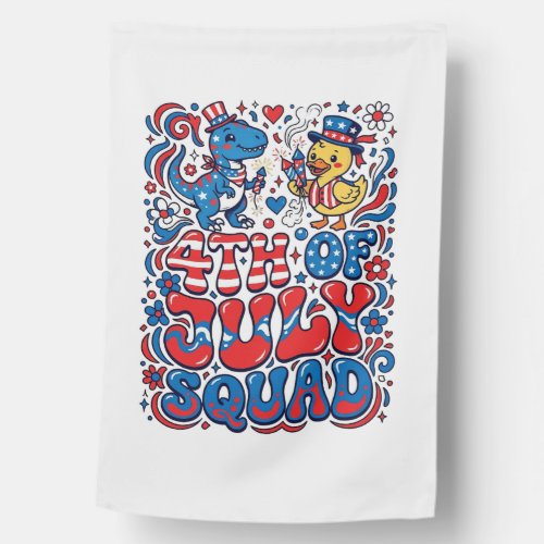 Patriotic Kawaii Dinosaur Best Step-dad Ever Step- House Flag