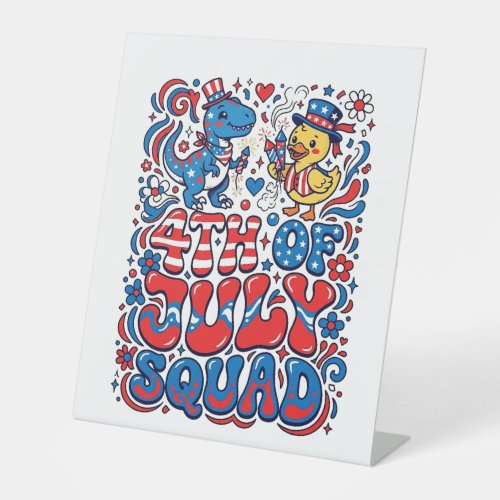 Patriotic Kawaii Dinosaur Best Step-dad Ever Step- Pedestal Sign